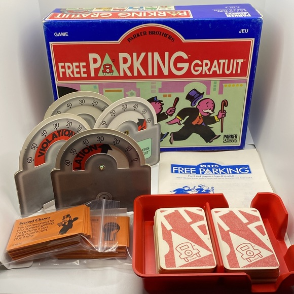 Free Parking Feed The Meter Card Game Parker Brothers Monopoly 1988 Vintage - Picture 5 of 11